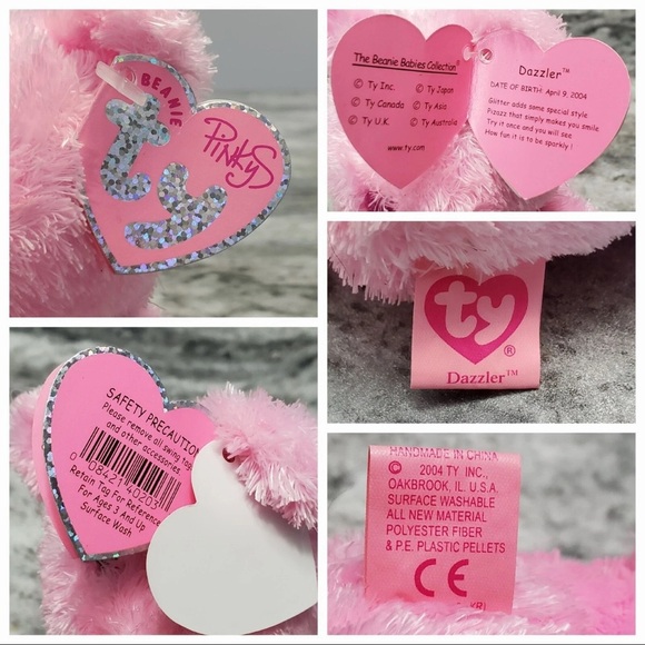 DAZZLER 2004 Ty Beanie Baby Pink Teddy Bear Plush Toy! - Picture 4 of 5